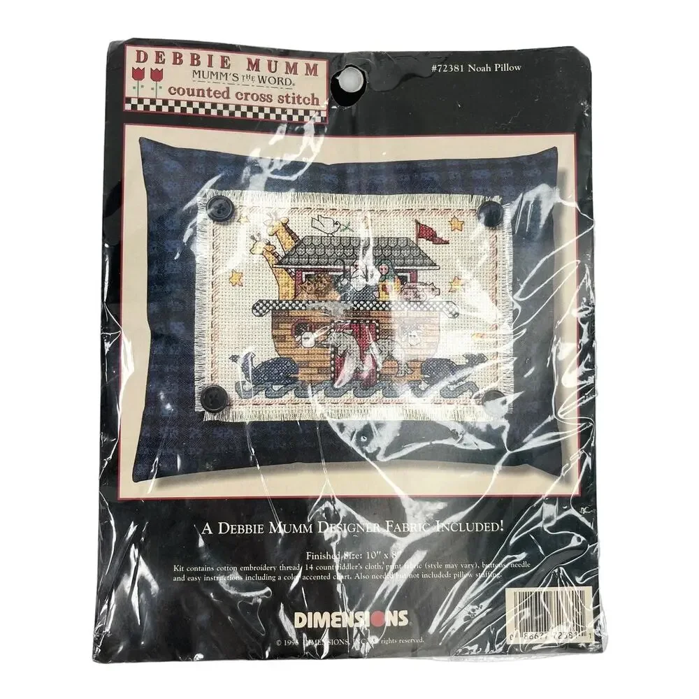 Debbie Mumm Vintage Noah's Ark Pillow Counted Cross Stitch Kit #72381 New
